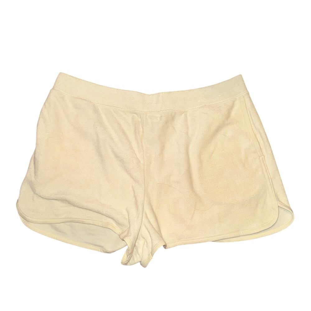 Uniqlo Terry Cloth Easy Shorts Women's Size XL Cream Mid Rise Pockets
